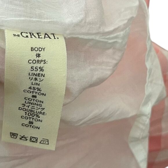 The Great Lagoon Dress Women’s Size 2 Pink Gingham Smocked Bow Strap Midi - Picture 12 of 12